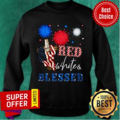 Christian Cross Red White Blessed Firework Sweatshirt