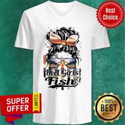 Fishing Reel Girls Fish 2 Sides V-neck