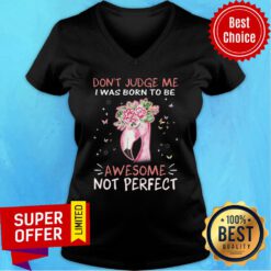 Flamingo I Was Born To Be Awesome Not Perfect V-neck