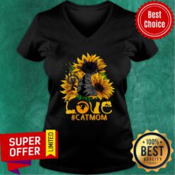 Flower Love Black Cat Mom Classic V-neck