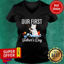 Happy First Father's Day Our First Daddy And Olivia V-neck