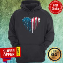 Heart American Flag Watercolor Flag Hoodie