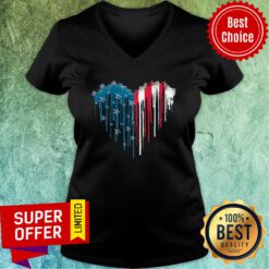 Heart American Flag Watercolor Flag V-neck