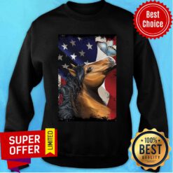 Horse Butterfly On Nose Horse Lovers American Flag Sweatshirt