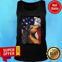 Horse Butterfly On Nose Horse Lovers American Flag Tank Top