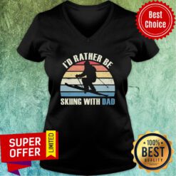 I'd Rather Be Skiing With Dad Vintage V-neck