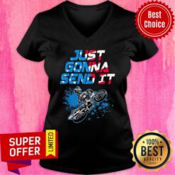Just Gonna Send It Motocross American Flag V-neck