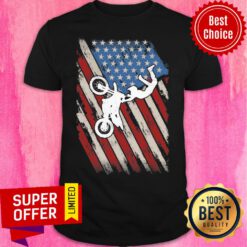 Nice Motocross American Flag Shirt