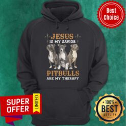 Pitbull Jesus Is My Savior Are My Therapy Hoodie