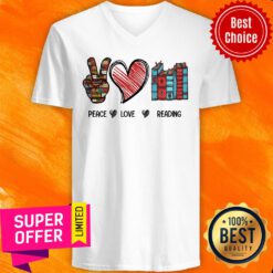 Premium Peace Love Reading Book V-neck