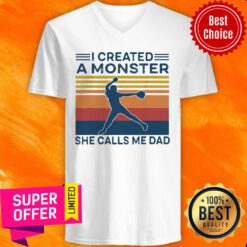 Vintage I Created A Monster Call Me Dad Softball V-neck