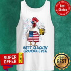 Best Cluckin Grandpa Ever Chicken Beer USA Flag Tank Top
