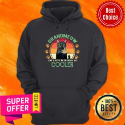 Black Cat Grandmeow Like A Regular Grandma But Cooler Vintage Paw Cat Hoodie