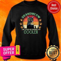 Black Cat Grandmeow Like A Regular Grandma But Cooler Vintage Paw Cat Sweatshirt