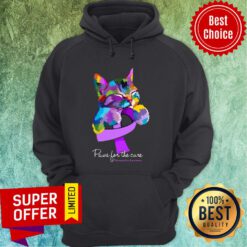 Cat Colorful Paws For The Cure Fibromyalgia Awareness Hoodie