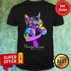 Cat Colorful Paws For The Cure Fibromyalgia Awareness ShirtCat Colorful Paws For The Cure Fibromyalgia Awareness Shirt