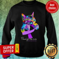 Cat Colorful Paws For The Cure Fibromyalgia Awareness Sweatshirt