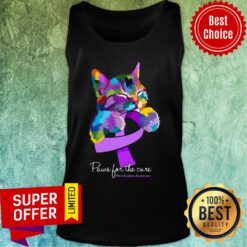 Cat Colorful Paws For The Cure Fibromyalgia Awareness Tank Top