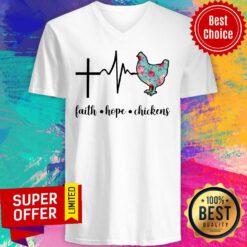 Chickens Faith Hope Chichkens V-neck