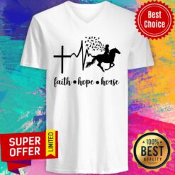 Cross Heart Beat Faith Hope Horse V-neck