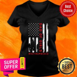 Dad Of Girls Outnumbered Flag V-neck