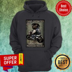 Easily Distracted By Dog And Motorcycles Black Bulldog Hoodie