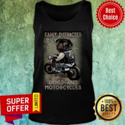 Easily Distracted By Dog And Motorcycles Black Bulldog Tank Top