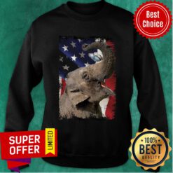 Elephant Butterfly On Nose Elephant Lovers USA Flag Sweatshirt