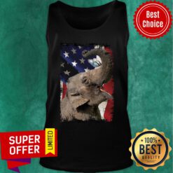 Elephant Butterfly On Nose Elephant Lovers USA Flag Tank Top