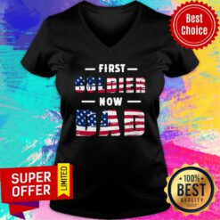 First Goldien Now Dad Maximilian Genevieve American Flag V-neck