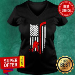 Hockey American Flag Hockey Stick V-neck