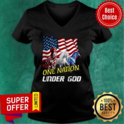 Horse One Nation Under God American Flag V-neck