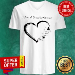 I Am A Simple Woman Cake Dog Paw And Flip Flop V-neck