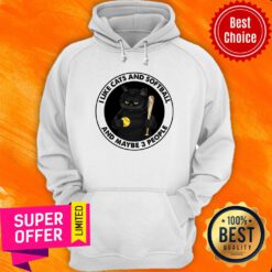 I Like Cats And Softball And Maybe 3 People Hoodie