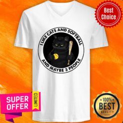I Like Cats And Softball And Maybe 3 People V-neck