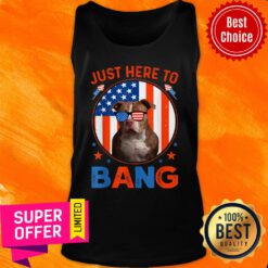 Just Here To Bang Pitbull 4th Of July Patriotic America Flag Tank Top