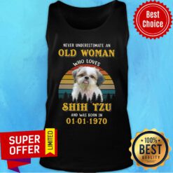 Never Underestimate An Old Lady Who Love Shih Tzu And Was Born In 01-01-1970 Vintage Tank Top