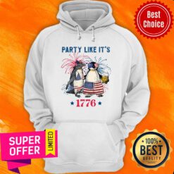 Penguin Couple Party Like It'S 1776 American Flag Hoodie