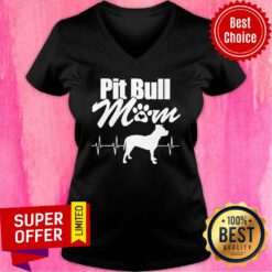 Pitbull Mom Heart Beat V-neck