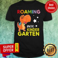 Roaring Into Kinder Cute Dinosaur Garten Shirt