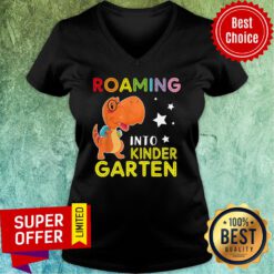 Roaring Into Kinder Cute Dinosaur Garten V-neck