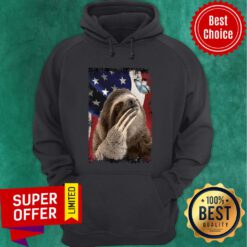 Sloth Butterfly On Nose Sloth Lovers USA Flag Hoodie