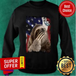 Sloth Butterfly On Nose Sloth Lovers USA Flag Sweatshirt