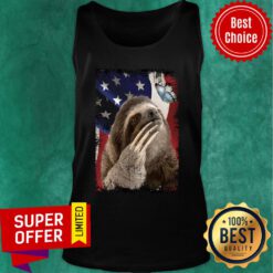 Sloth Butterfly On Nose Sloth Lovers USA Flag Tank Top