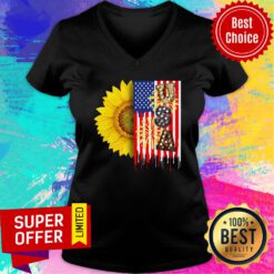 Sunflower USA American Flag 4th Of July V-neck