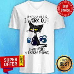 That's What I Do I Work Out Black Cat V-neck
