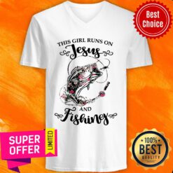 This Girl Runs On Jesus Fishing V-neck