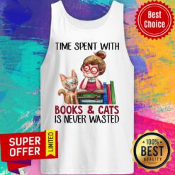 Time Spent With Cat And Book Girl Never Wasted Tank Top