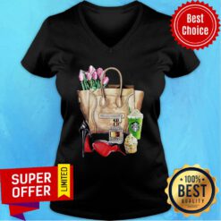 Tulips And Perfume In Hand Bag V-neck
