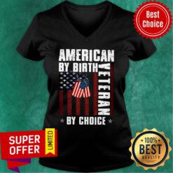 American By Birth Veteran By Choice USA Flag V-neck